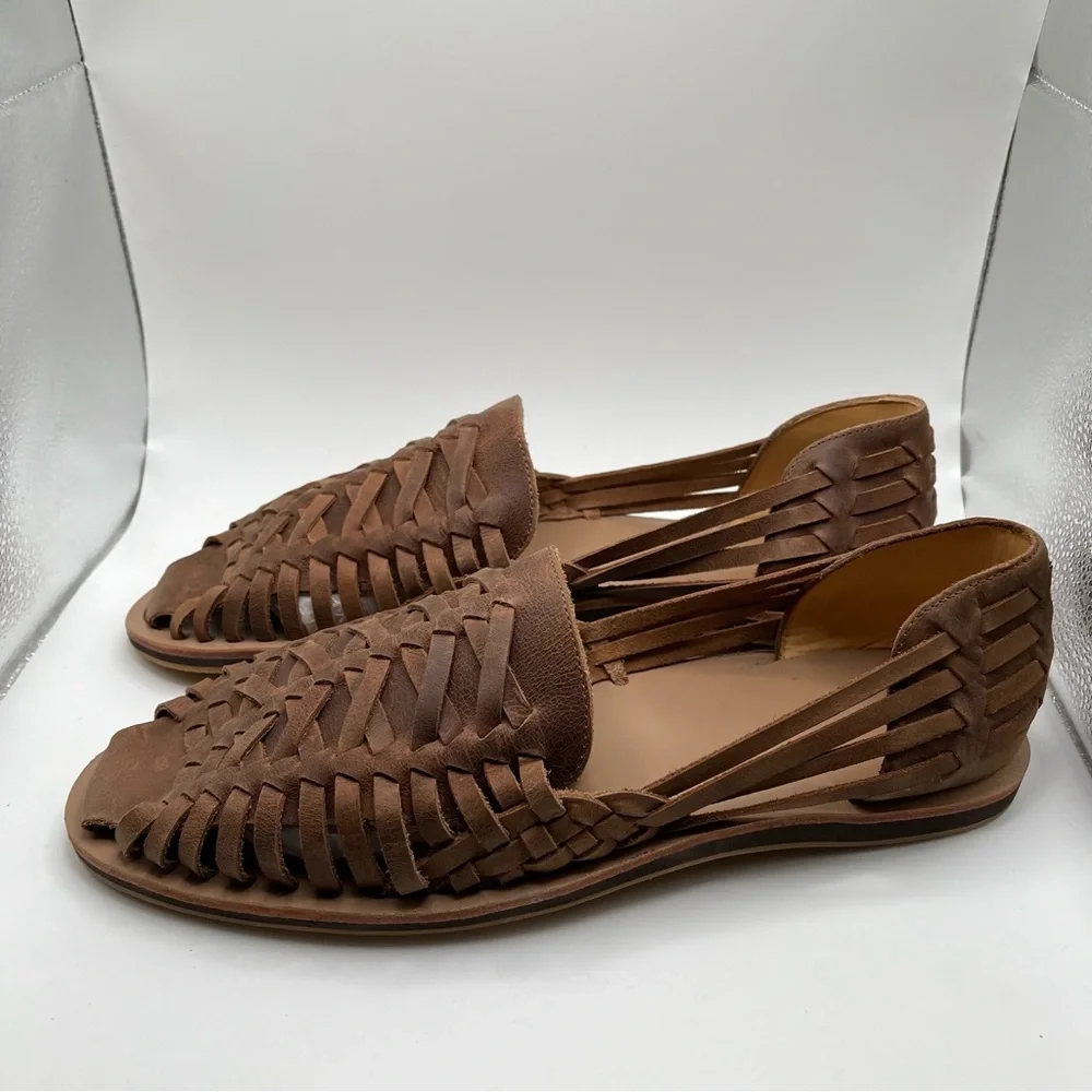 NIB Nisolo Brown Woven Leather Huarache Sandals